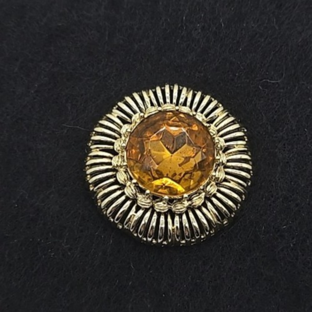 Coro Pin Brooch Earring set Gold and citrine Topaz Yellow color MCM Jewelry